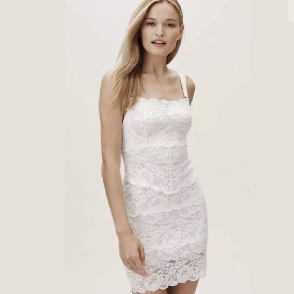 BHLDN HAH BRINDY SLIP DRESS NET SIZE SM WHITE LACE